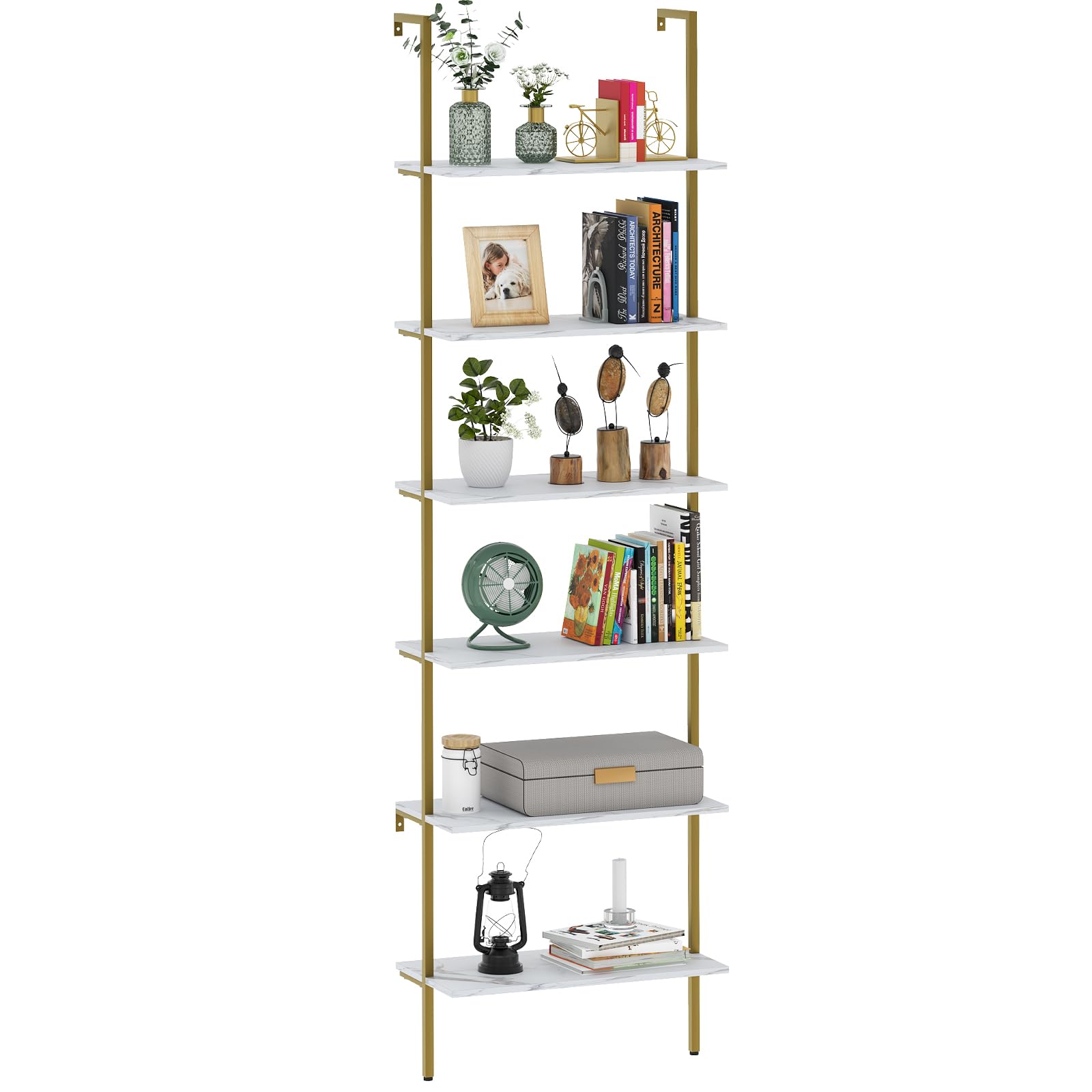 Amazon.com: Wolawu Ladder Shelf 6 Tiers Marble White Modern